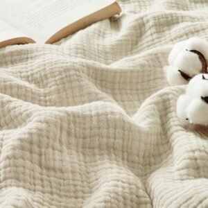 Cotton Muslin 4-Layer Breathable Throw Linen Beige