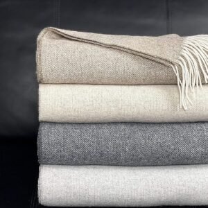 Charcoal Grey Herringbone Wool Throw